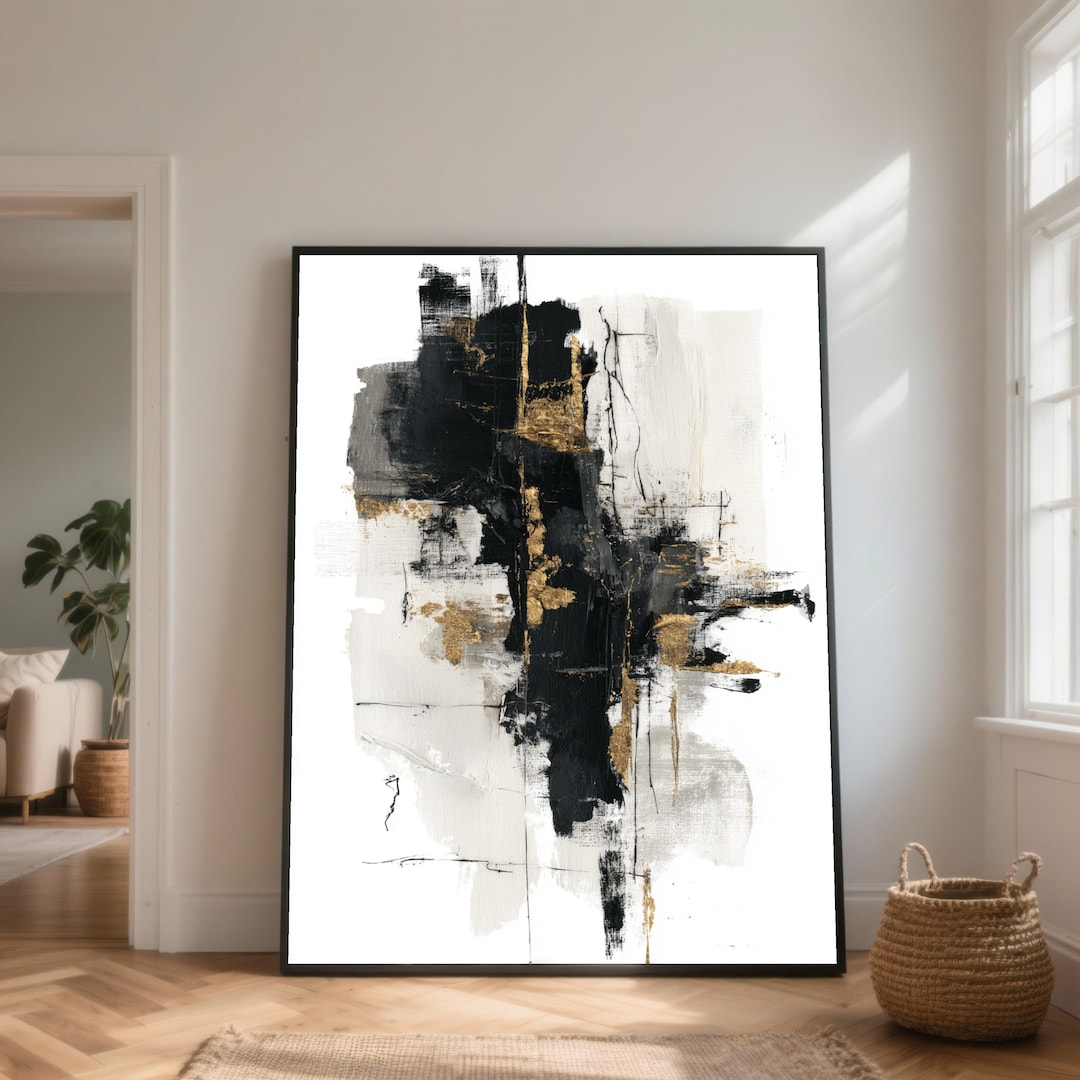 Black and Gold Abstract Canvas Art, Modern Home Decor - Etsy