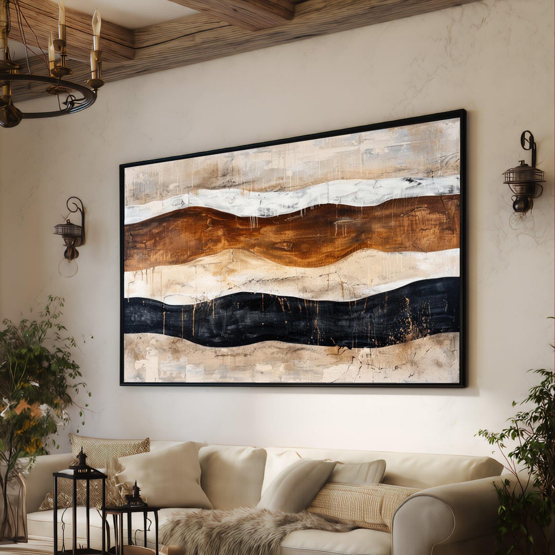 Abstract Earth Tone Canvas Painting, Rustic Modern Wall Art - Etsy