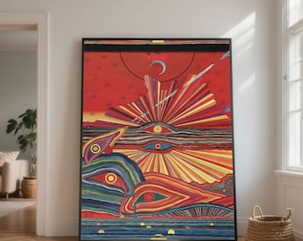 Psychedelic Eye Canvas, Surreal Abstract Lines, Modern Home Decor