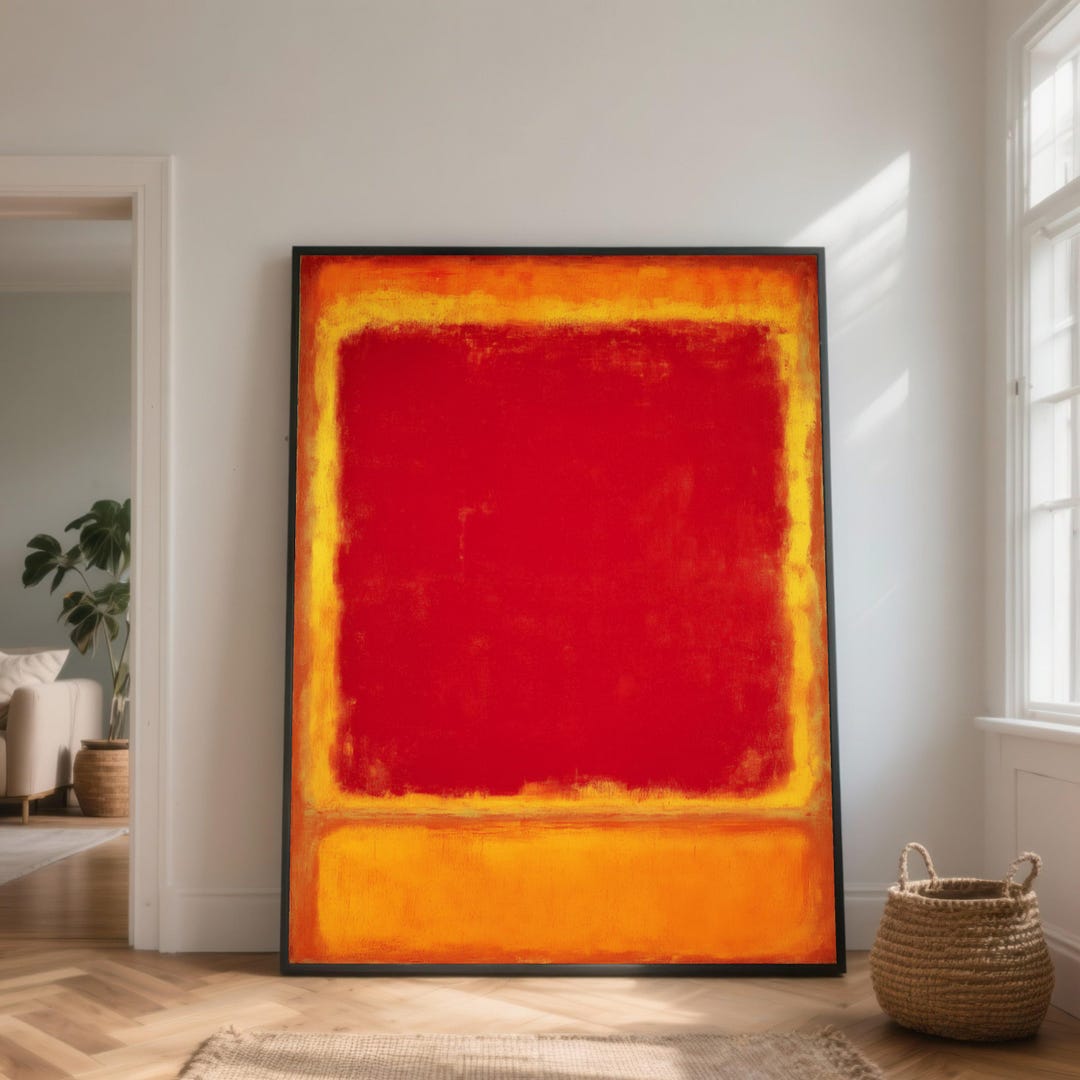 Mark Rothko Abstract Canvas Print, Red and Orange Color Block Wall Art ...