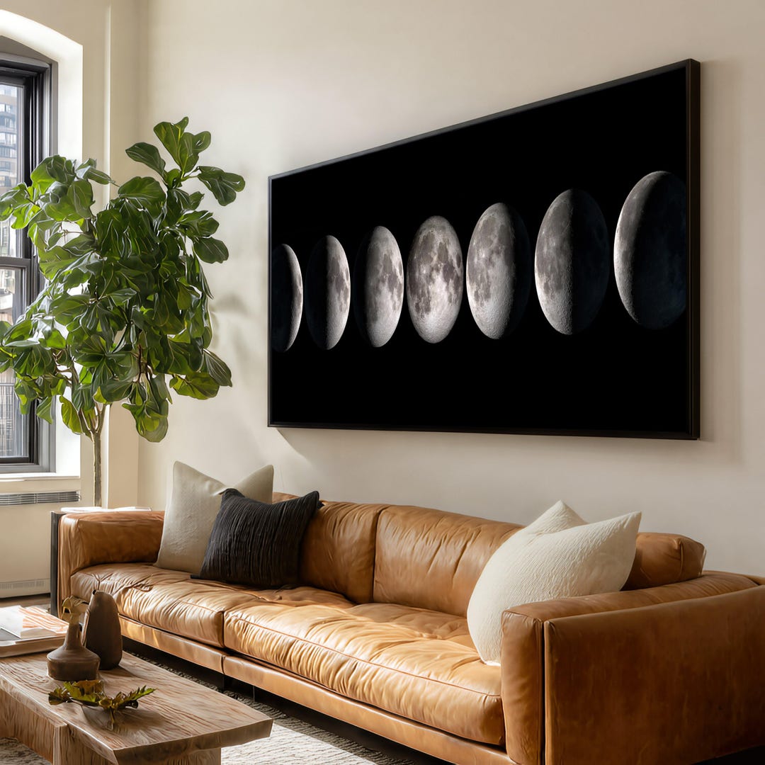 Lunar Phases Canvas Art, Moon Cycle Illustration, Astronomy Decor ...