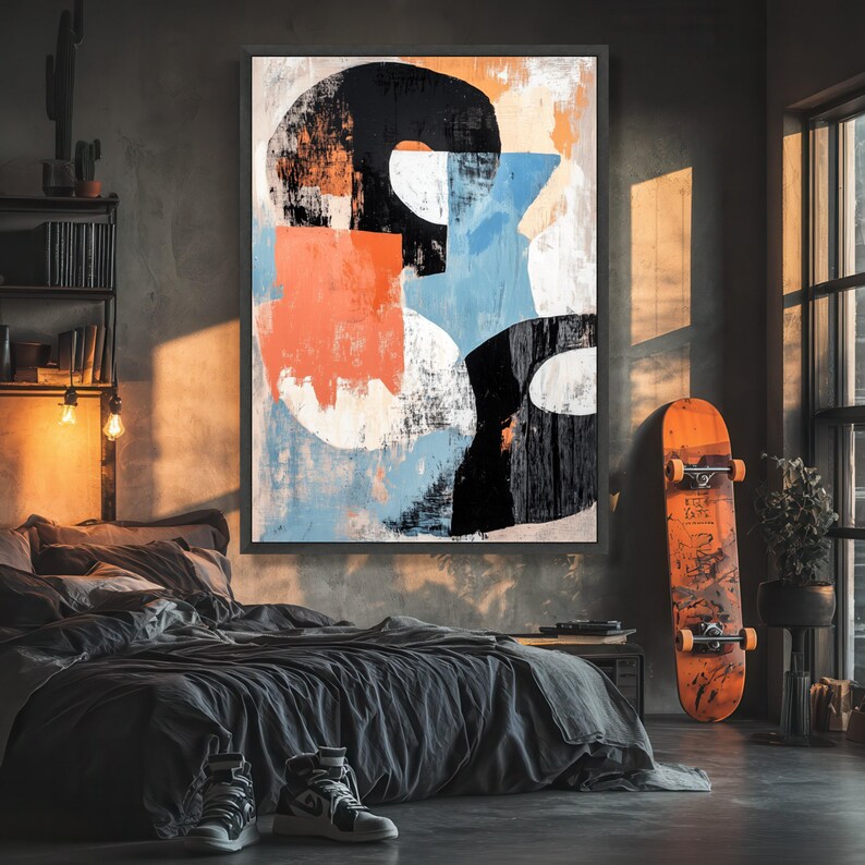 Very Abstract Shape Modern Abstract Shapes Canvas Art, Mid Century Home Decor - Etsy UK