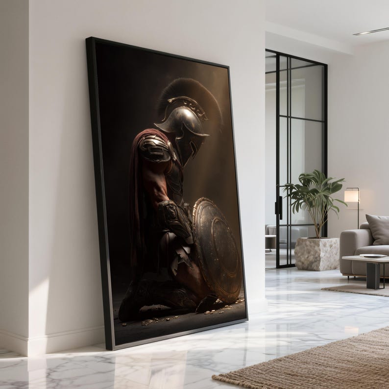Spartan Warrior Canvas Print, Greek Armor, Historical Wall Art image 1