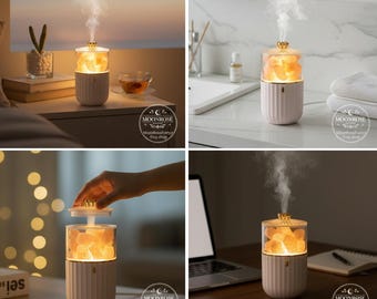 Lámpara de sal decorativa con difusor de aceites esenciales | Luz relajante y ambiente cálido