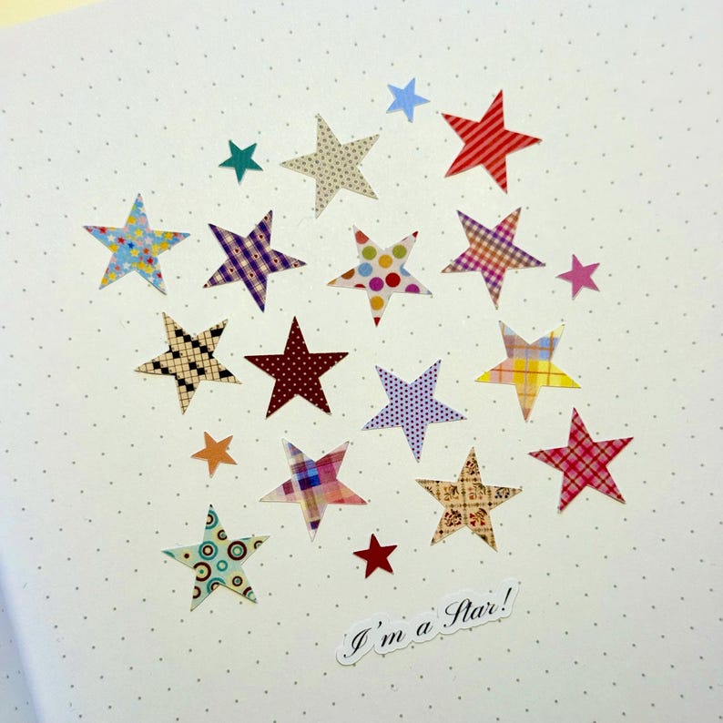 Colorful Star Pattern Sticker Sheet | Journal, Scrapbook, Polco, Matte ...