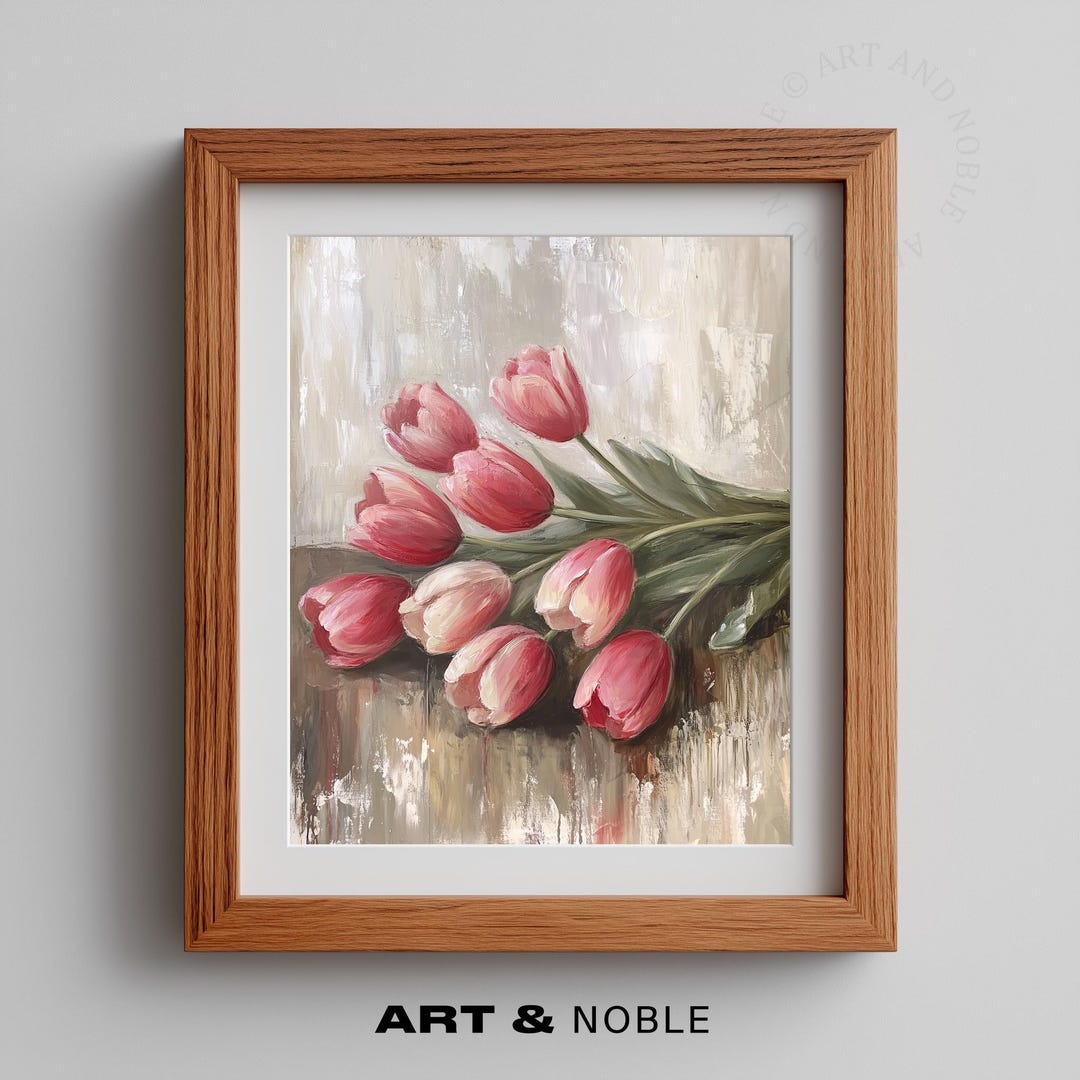 Vintage Tulip Bouquet Painting - Romantic Floral Still Life Art ...