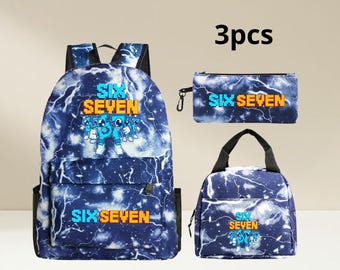 Six Seven Cartoon Backpack Set with Lunch Box, Pencil Case