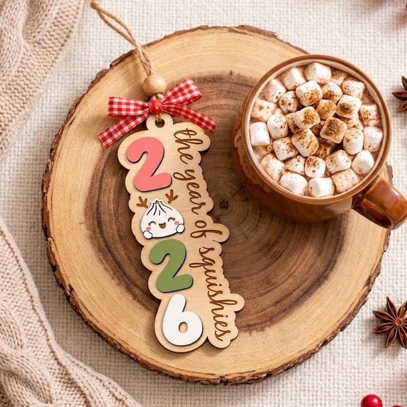 Vertical Fall Svg 2026 Ornament SVG, Year of the Squishies Dumpling Laser Cut File, 2026 ...
