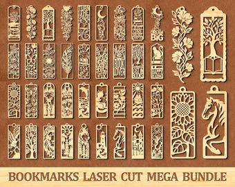 Bookmark Laser cut Svg Bundle, Bookmark Svg Cricut, Wooden Laser Cut Files, Reading Bookmark Gift, Book Lover Gift, Teacher Gift Bookmark