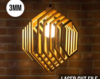 Wooden Lamp Shade Pendant, Light Template Svg Laser Cut, Wooden Modern Lamp Decor, Home Decor Wooden Lamp Laser Cut Files.