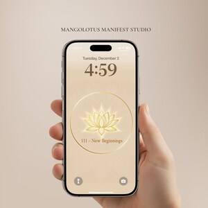 MangoLotus™ Divine Codes – 111 Awakening Edition | Golden Lotus Manifestation Wallpaper