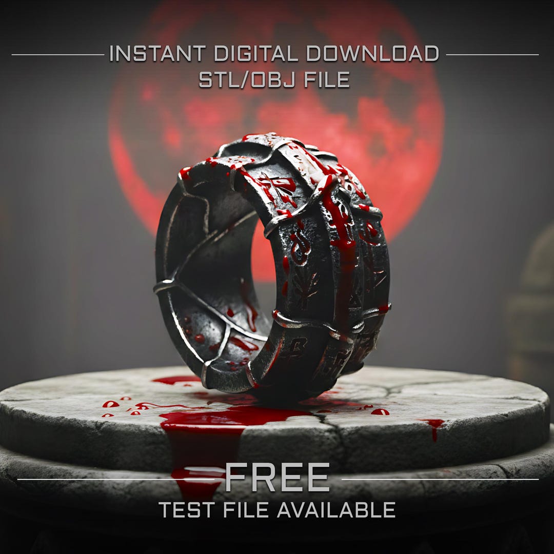 Mmd Vampire Rings Blood Eclipse Ring STL – Gothic Moon Vampire Ring | Dark Fantasy ...