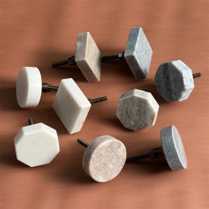 Natural Marble Cabinet Knob, Handmade Solid Stone Drawer Knob, Geometric Furniture Knobs, Cupboard Hardware