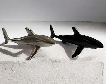 Statuette di squalo in metallo massiccio - Argento e nero