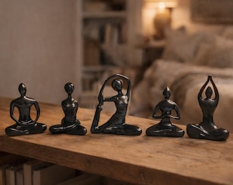 Statuette yoga in ghisa nera massiccia - Sculture in metallo per la meditazione / Decorazioni per la casa / Statue per la meditazione - Regalo