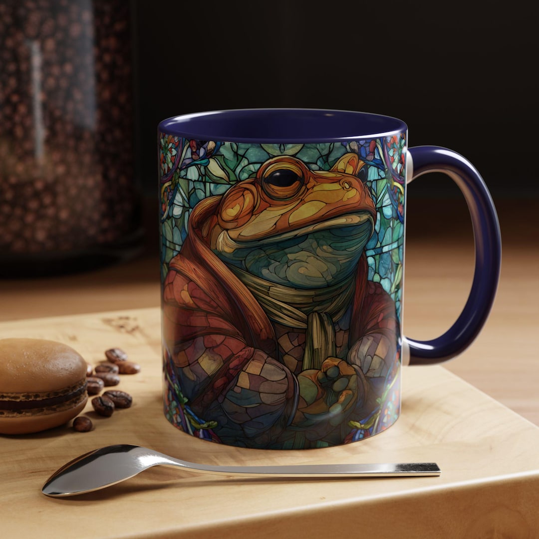 Stained Glass Frog Mug, Artistic Animal Coffee Cup, Unique Frog Art Mug ...