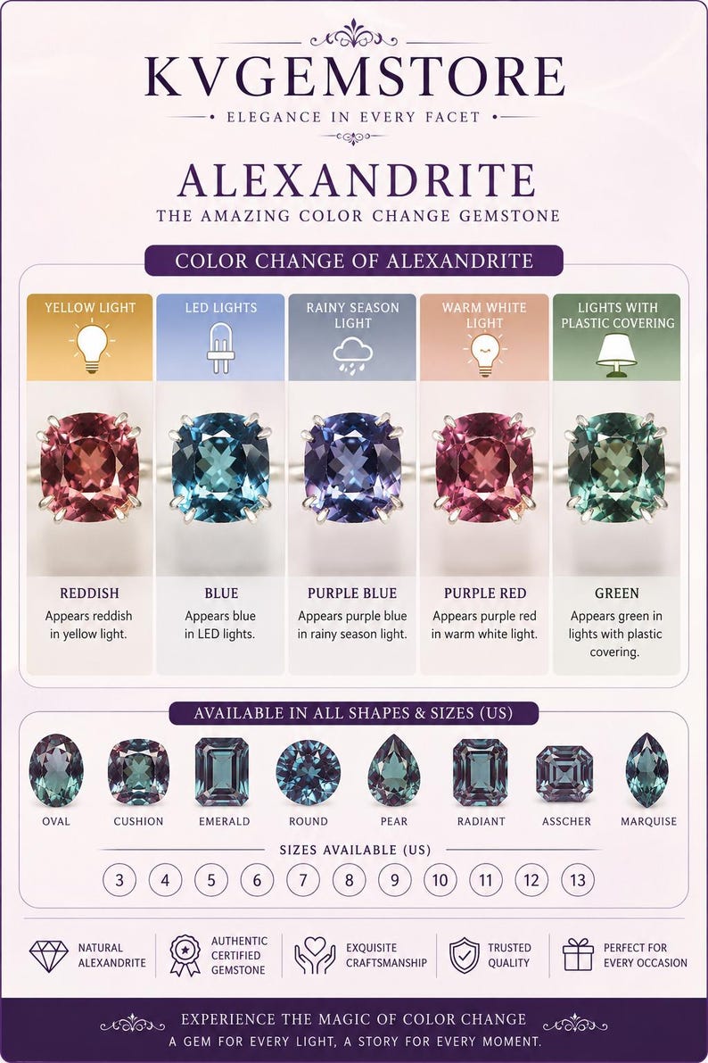 Color Change Alexandrite Ring, Oval Cut Sterling Silver 925, Handmade ...