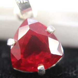 Trillion Ruby Pendant, 10 CT Natural Gemstone, 925 Sterling Silver