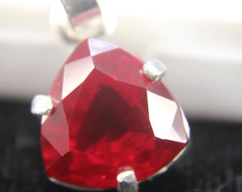 Trillion Ruby Pendant, 10 CT Natural Gemstone, 925 Sterling Silver