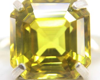 6 Gm Asscher Cut Heliodor Beryl Gemstone Ring Gift For Her 925 Affordable Silver Jewelry