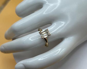 2 Ct Lab Grown Emerald Cut Diamond Engagement Ring, 14 KT Gold