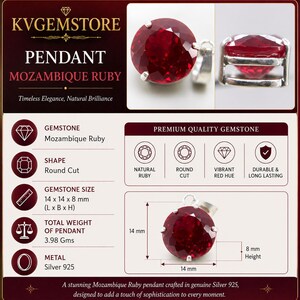 4 g de pierres précieuses naturelles pendentif rond rubis bijoux en argent cadeau pour elle