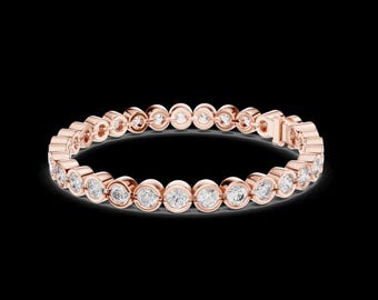 4 mm Round Moissanite Tennis Bracelet 7 Inch 925 Silver Jewelry Gift For Her 17Gm