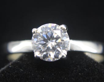 Moissanite Diamond Ring, 925 Sterling Silver Solitaire Promise Ring 2 Cts