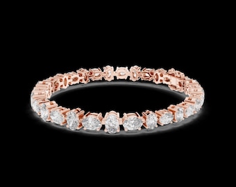 12 Gm Oval Moissanite Diamond Tennis Bracelet 925 Sterling Silver 7 Inch Wedding Jewelry Gift For Her