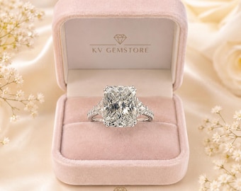 5 Cts Elongated Cushion Cut Moisasnite Engagement Ring For Her Gold Bridal Ring, Vintage Inspired Fine Jewelry Gift for Her