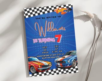 Editable Hot Wheel Birthday party Invitation Template (5x7) Digital downloadable Product