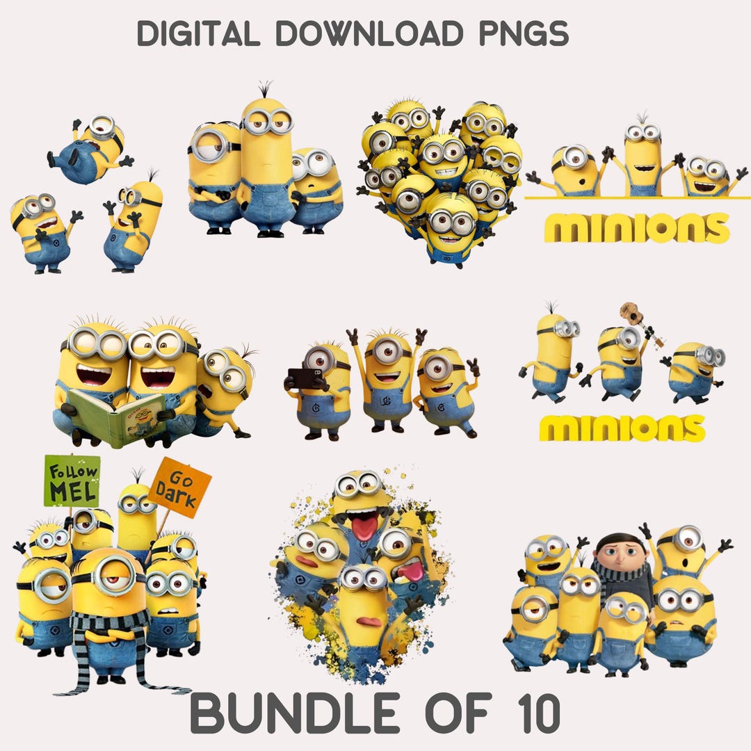 Paquete de imágenes PNG de Minions, personajes de dibujos animados ...