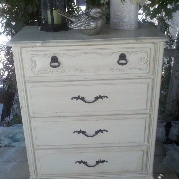 Vintage Shabby Tall Dresser - Beautiful Detail