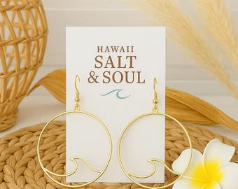 Gold Wave Hoop Earings from Hawaii Salt and Soul