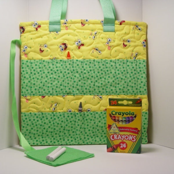 Sponge Bob Fabric Crayon Chalkboard Tote Bag