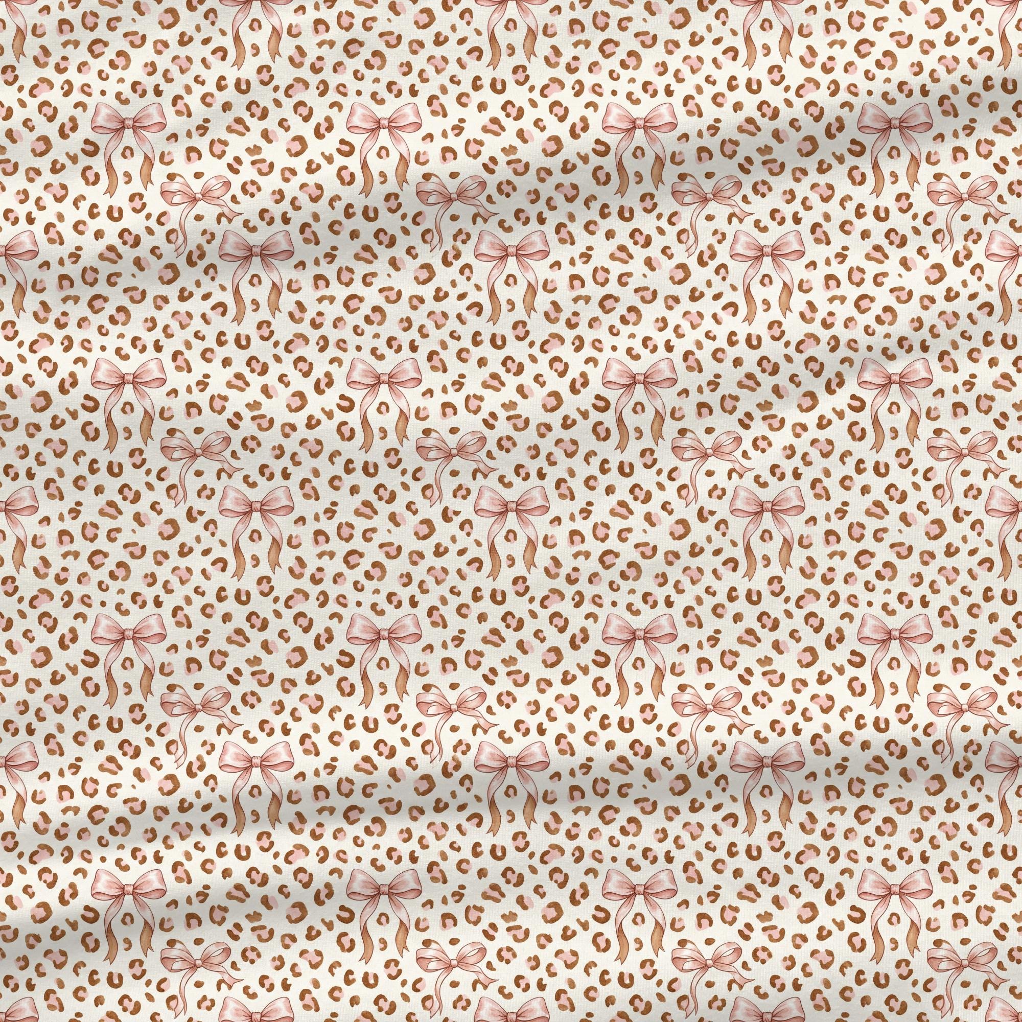 Pink Leopard Pattern Preppy Coquette Pink Bow Leopard Seamless Pattern, Baby Girl Animal Print ...