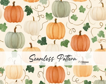 Patrón sin costuras estilo campestre con calabazas en tonos pastel, estampado de tela vintage con calabazas de cosecha, papel digital estilo granja otoñal.