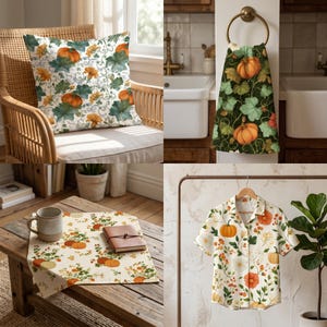 Thanksgiving digital paper pack featuring pumpkins florals and patchwork blocks