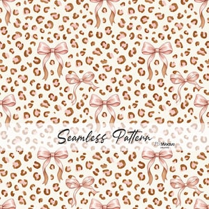 Kokette rosa Schleife Leopard Muster, Baby Mädchen Tier Druck, digitales Papier, Preppy Boutique Stoff, Kinderzimmer-Druck