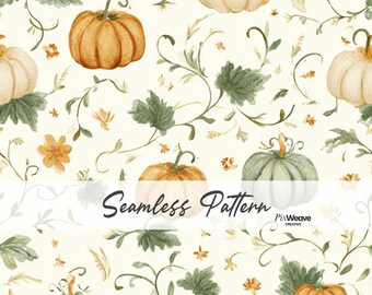 Patrón sin costuras estilo campestre con calabazas de herencia, estampado de tela vintage de cosecha, papel digital de otoño campestre.