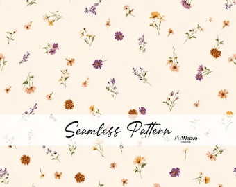 Patrón sin costuras Wildflower Cottagecore, estampado floral pequeño para tela, papel digital Meadow Flower, tela Calico Cottage