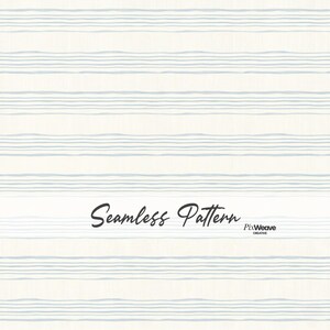 May include: Seamless pattern design featuring horizontal, wavy, light blue stripes on a cream background. The words "Seamless Pattern" are written in a cursive font across the center of the image.