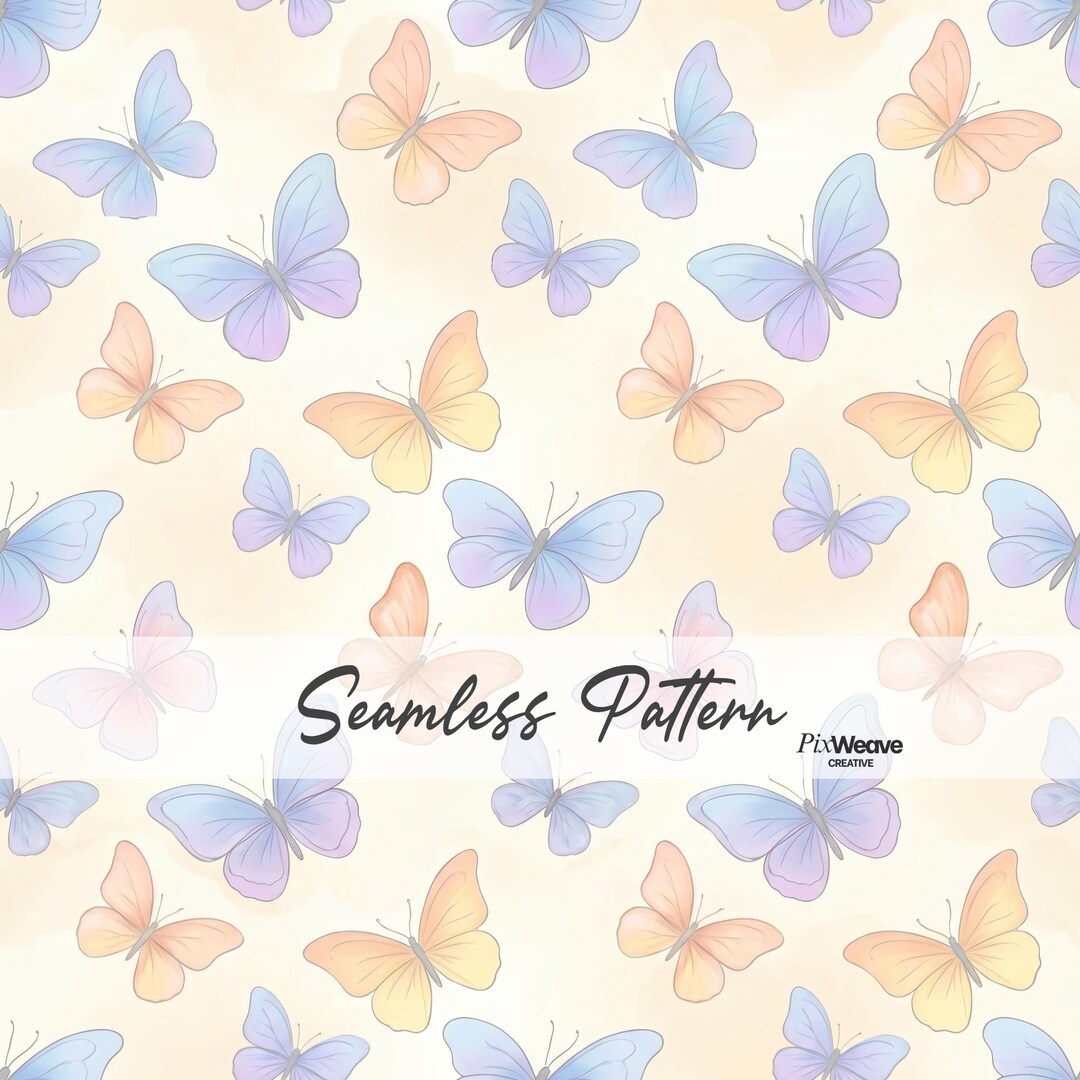 Pastel Gradient Butterfly Seamless Pattern, Cute Nursery Fabric Digital ...