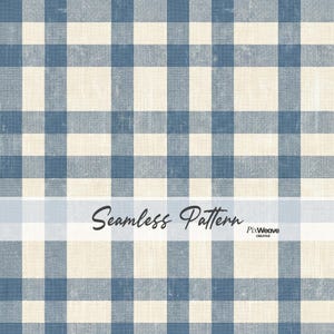 Blue Gingham Seamless Pattern, Vintage Farmhouse Check Fabric Texture, Cottagecore Digital Paper, Printable Wallpaper