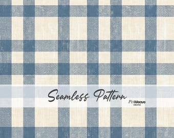 Nahtloses blaues Vichy-Karo-Muster, Vintage-Bauernhaus-Karo-Stofftextur, Cottagecore-Digitalpapier, druckbare Tapete