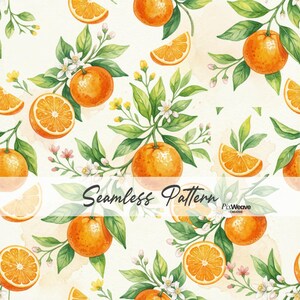 Orange sömlöst mönster, akvarell citrusfrukttygmönster, fräsch sommarkökinredning, medelhavsbotaniskt digitalt papper