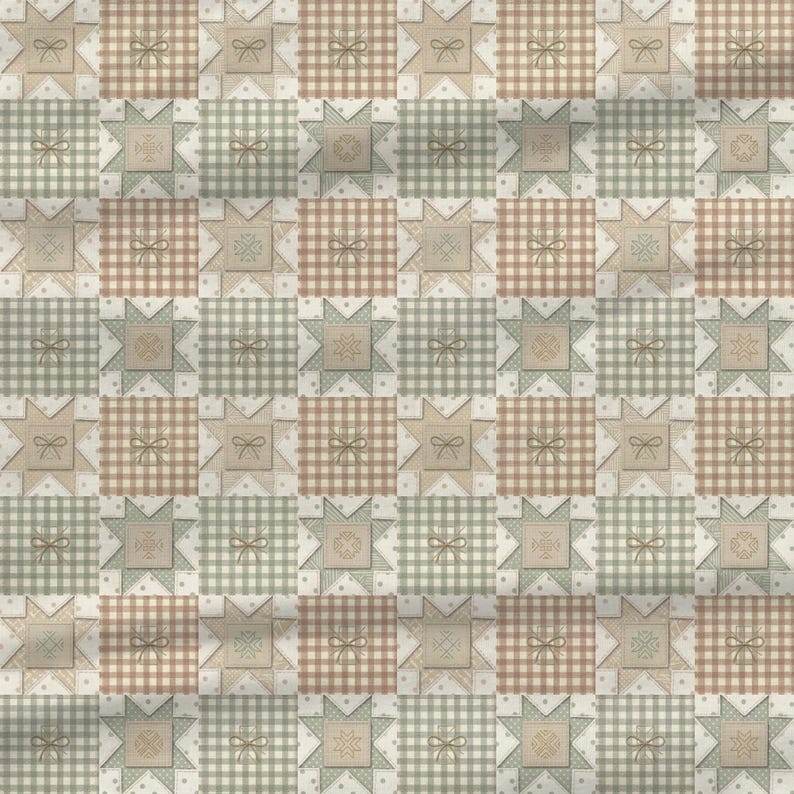 rustic cottagecore quilt seamless pattern sage green fabric digital paper