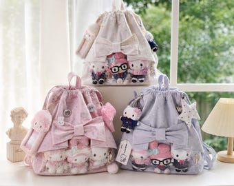 Kawaii Ita Bag Drawstring Backpack Lace Window Pin Display Bag Anime Backpack Plush Doll Photocard Holder Gift