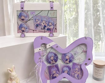 Butterfly Ita Bag Kawaii Pin Display Bag Anime Window Bag Purple Ita Handbag for Badges Photocards Convention Gift