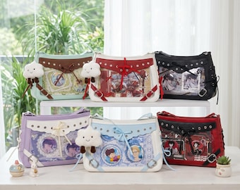 Transparent Ita Crossbody Bag, Sweet Girls Cosplay Shoulder Bag, Clear Student Shoulder Purse, Kawaii Anime Display Bag for Daily Use